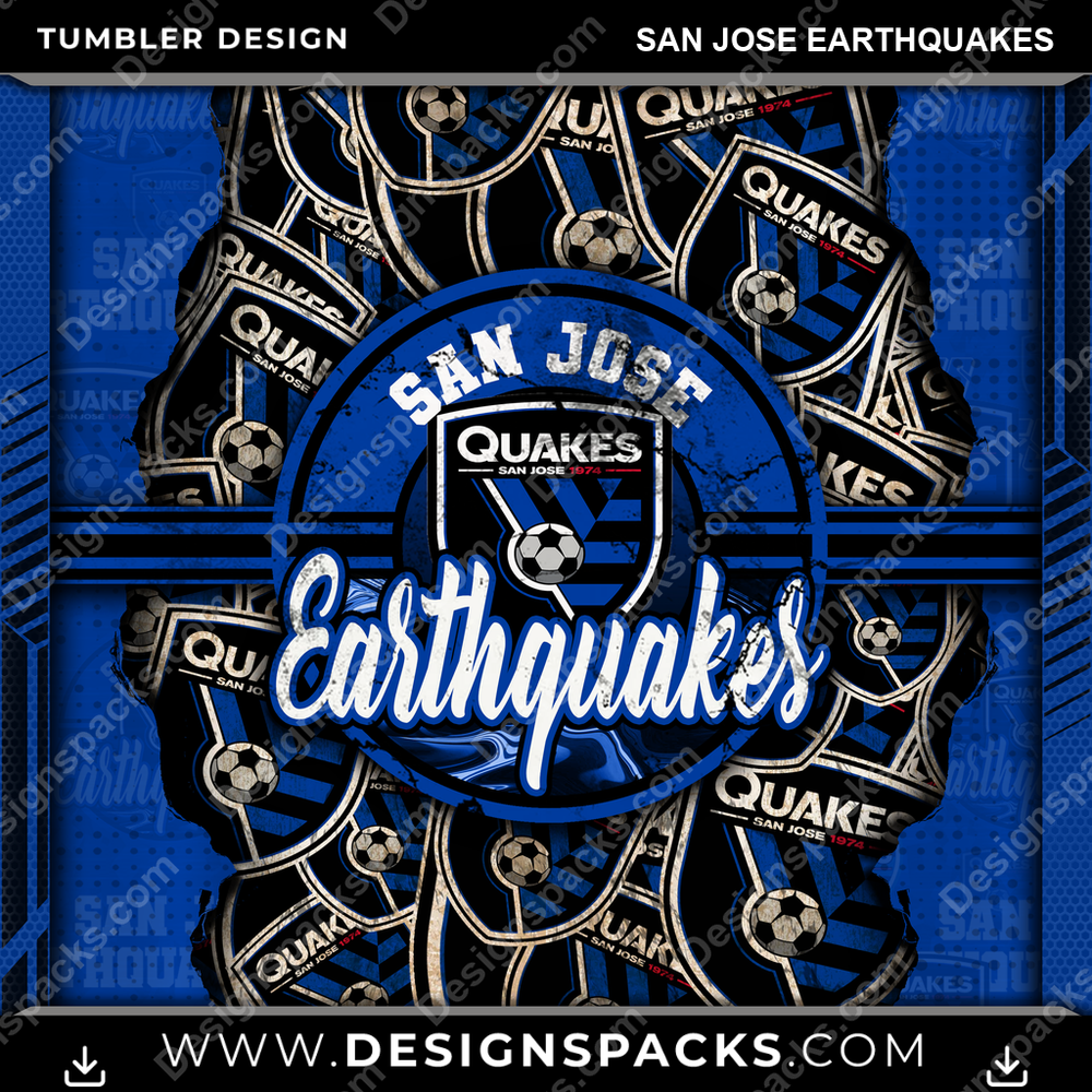 Soccer Ripped San Jose Earthquakes Tumbler Digital Wrap Design