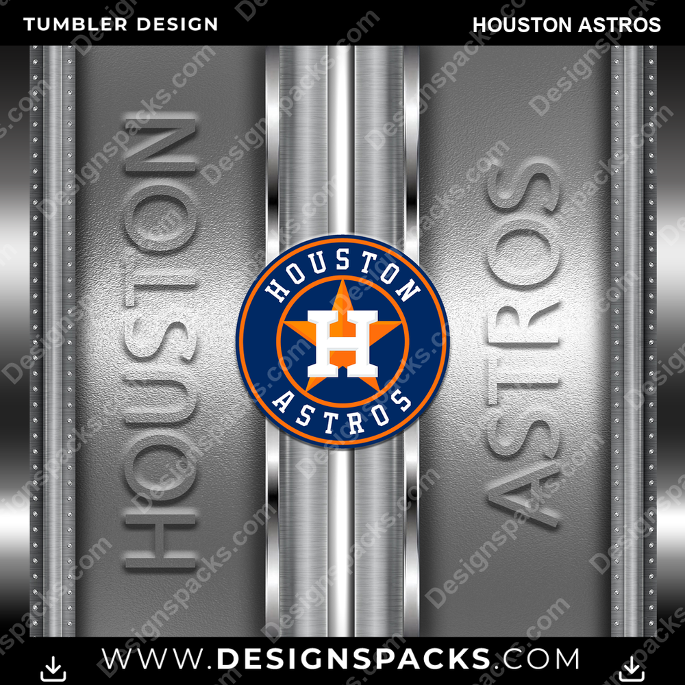 Baseball Metallic Houston Astros Tumbler Digital Wrap Design