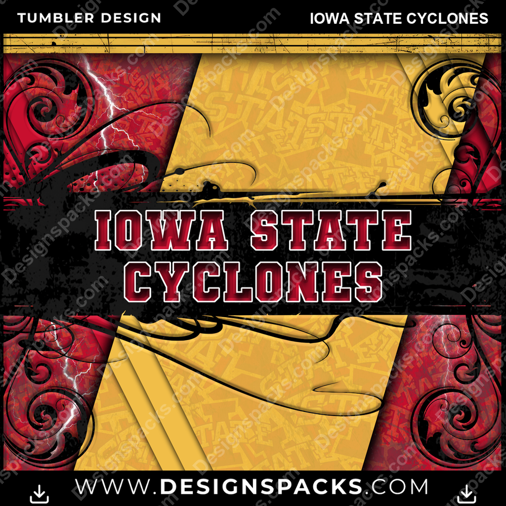 College Sport Elegant Iowa State Cyclones NCAA College Sport Tumbler Digital Wrap Design Download