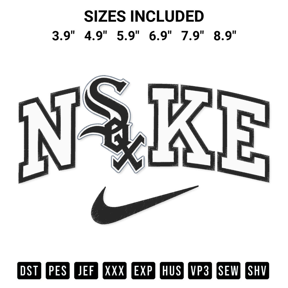 Discover the perfect addition to your crafting collection: Chicago White Sox X Nike Embroidery Design embroidery file. Instantly available at Designspacks.com. Available sizes: 3.9", 4.9", 5.9", 6.9", 7.9", 8.9".