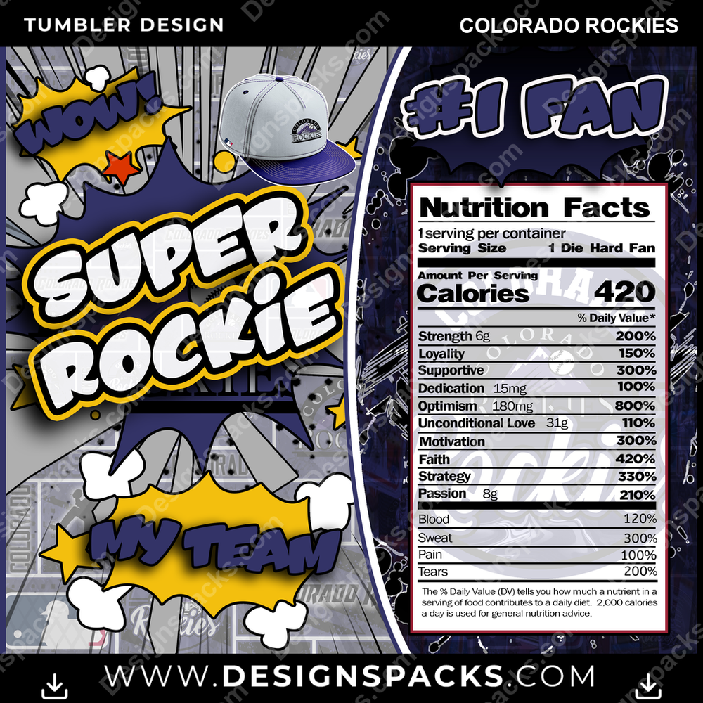 Baseball Super Team Colorado Rockies Tumbler Digital Wrap Design