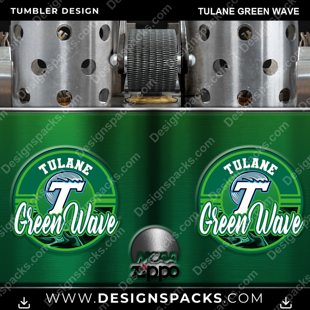 College Sport Zippo Lighter Tulane Green Wave Tumbler Digital Wrap Design