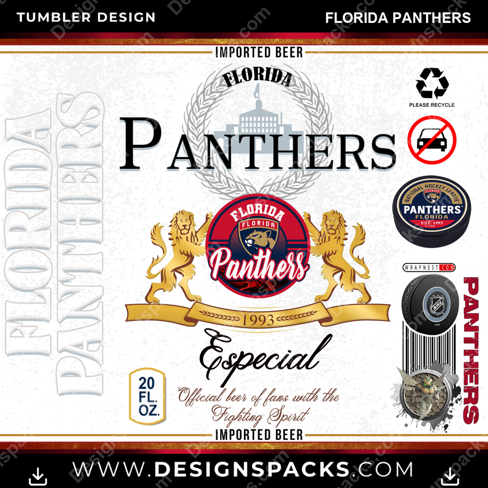 Hockey Modelo Florida Panthers Tumbler Digital Wrap Design
