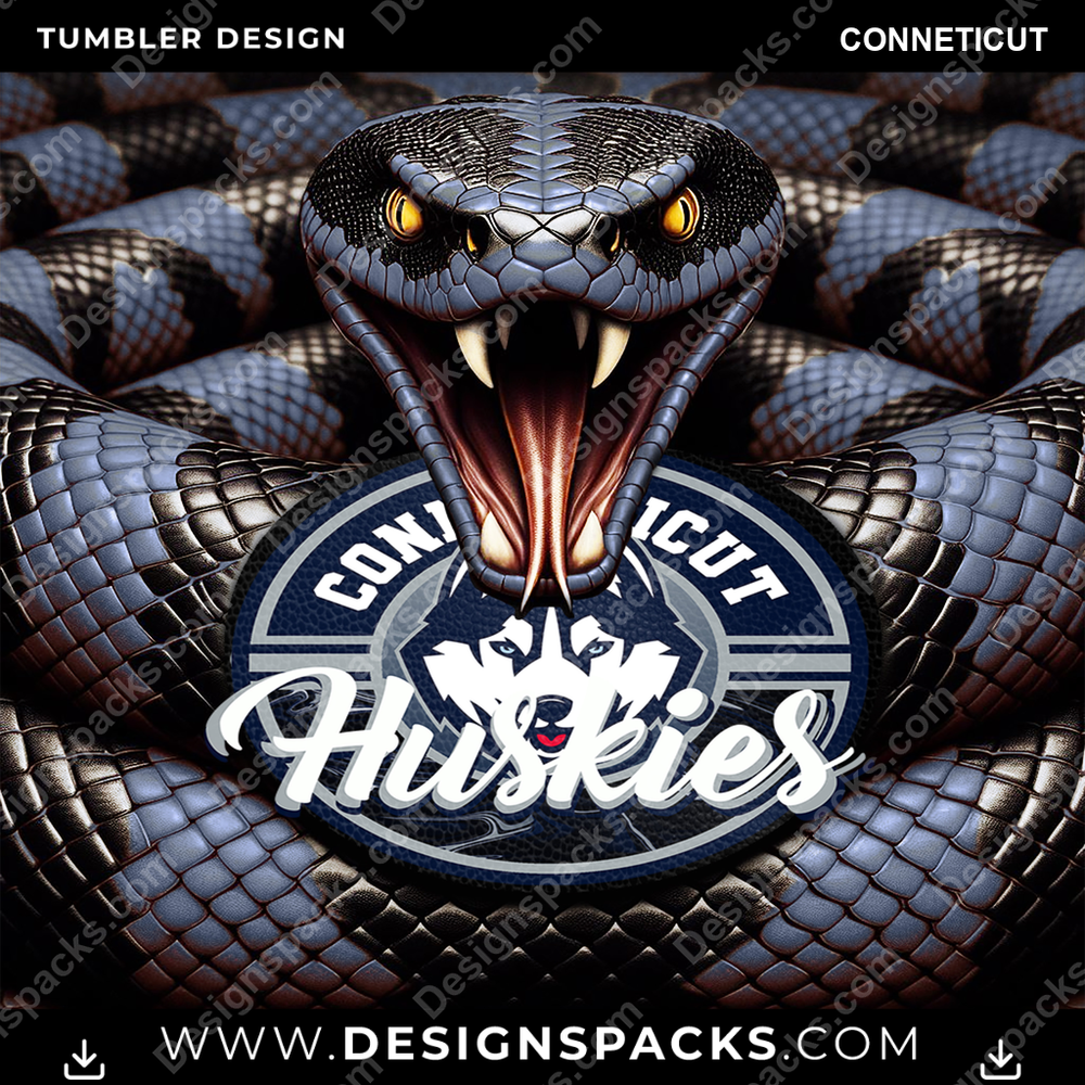 College Sport Rattle Snake Conneticut Tumbler Digital Wrap Design
