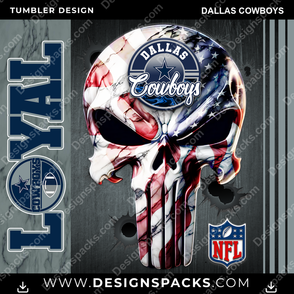 Football Loyal Dallas Cowboys NFL Football Tumbler Digital Wrap Design Download