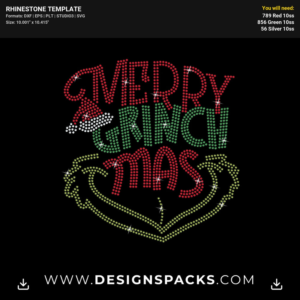 Merry Grinch Mas Rhinestone Digital Template