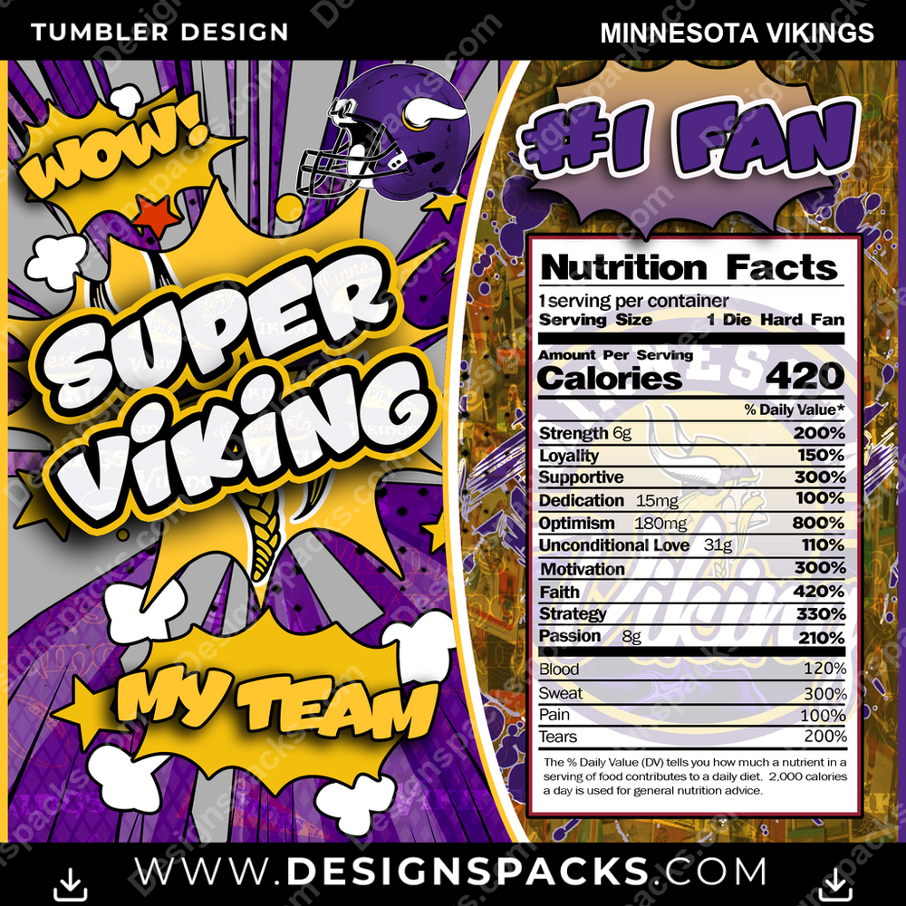 Fußball Super Team Minnesota Vikings Tumbler Digital Wrap Design
