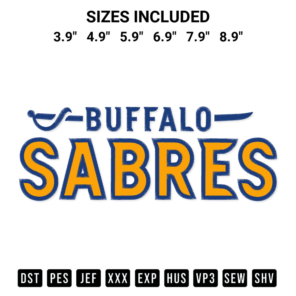 Add a unique touch to your apparel with the Buffalo Sabres Text Embroidery Design embroidery file. Premium instant download available now on Designspacks.com. Available sizes: 3.9", 4.9", 5.9", 6.9", 7.9", 8.9".