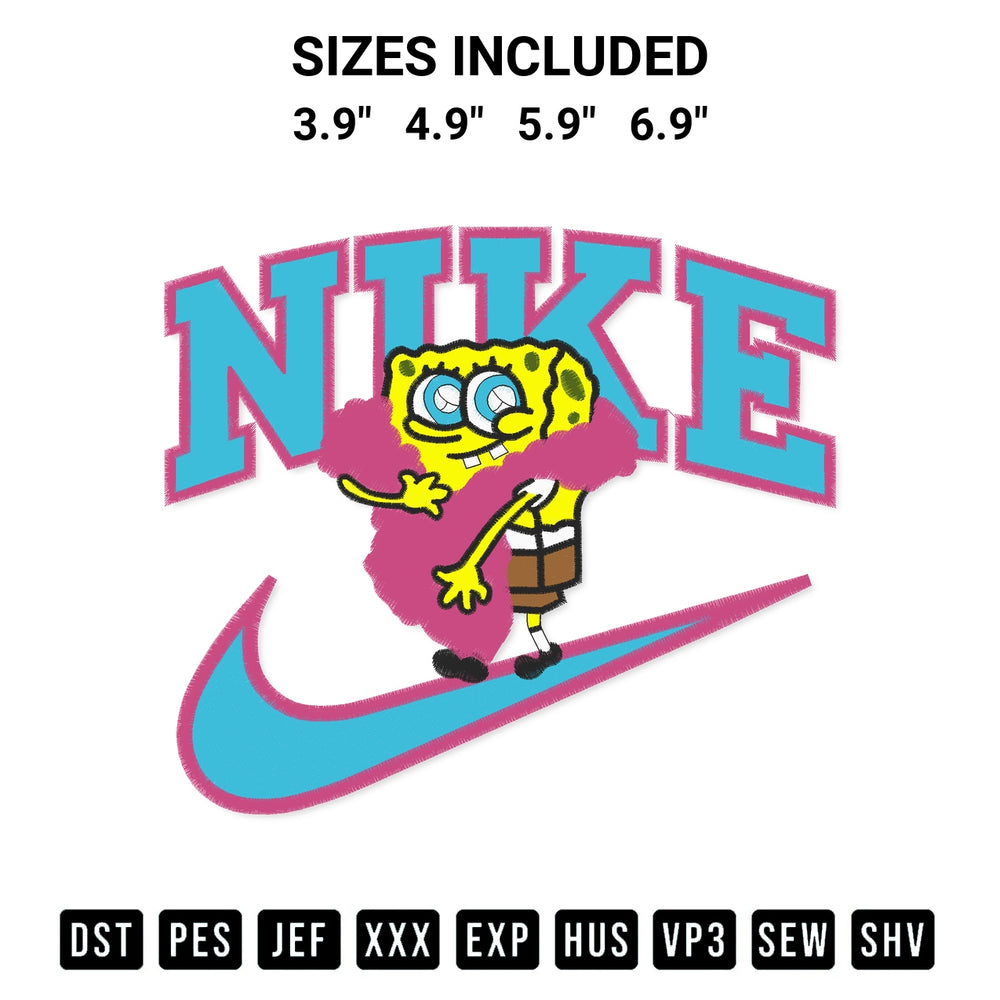 Add a unique touch to your apparel with the Nike Spongebob Embroidery Design embroidery file. Premium instant download available now on Designspacks.com. Available sizes: 3.9", 4.9", 5.9", 6.9".