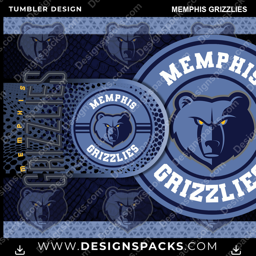 Basketball Hyper Memphis Grizzlies Tumbler Digital Wrap Design