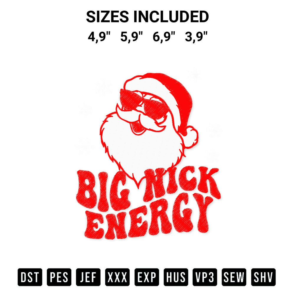 Create amazing crafts with the Big Nick Energy Santa Claus Funny Christmas Reindeer Cute Xmas Embroidery Design embroidery file. High-quality digital download from Designspacks.com, perfect for beginners and pros. Available sizes: 4,9", 5,9", 6,9", 3,9".