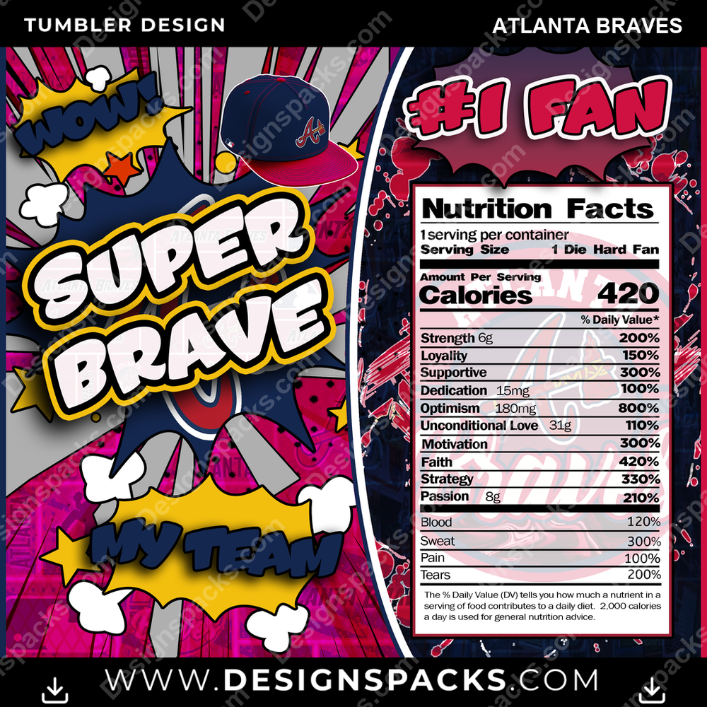 Baseball Super Team Atlanta Braves Tumbler Digital Wrap Design