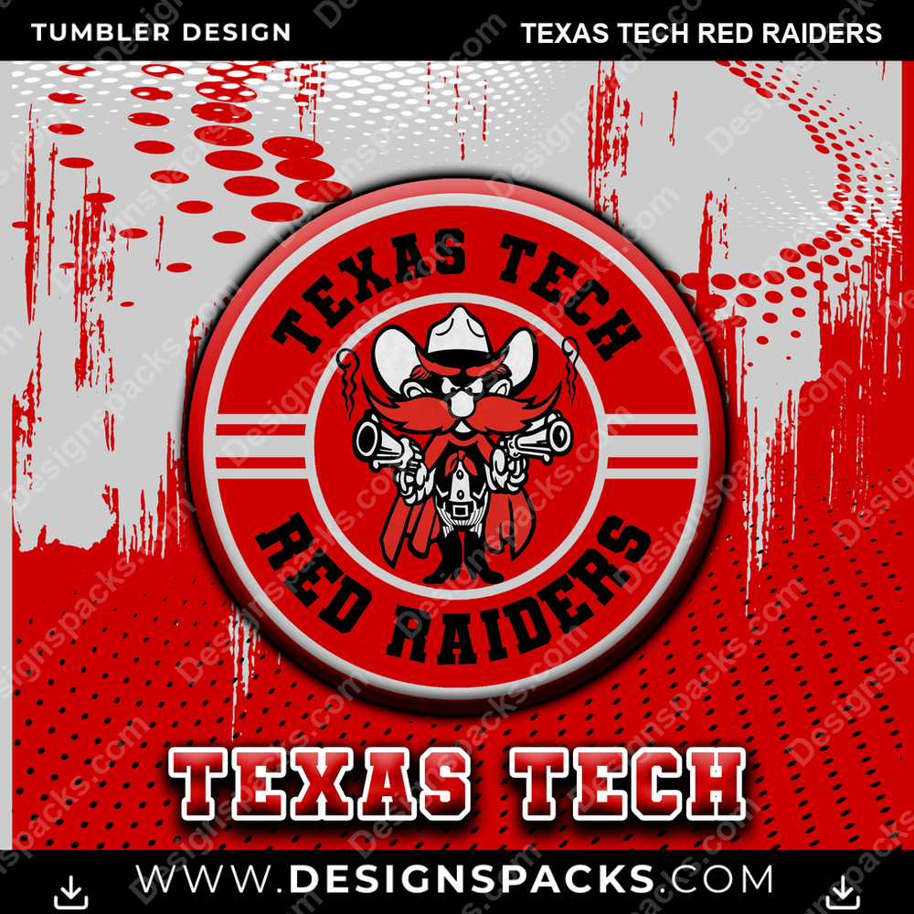 College Sport Dot Logo Texas Tech Red Raiders Tumbler Digital Wrap Design