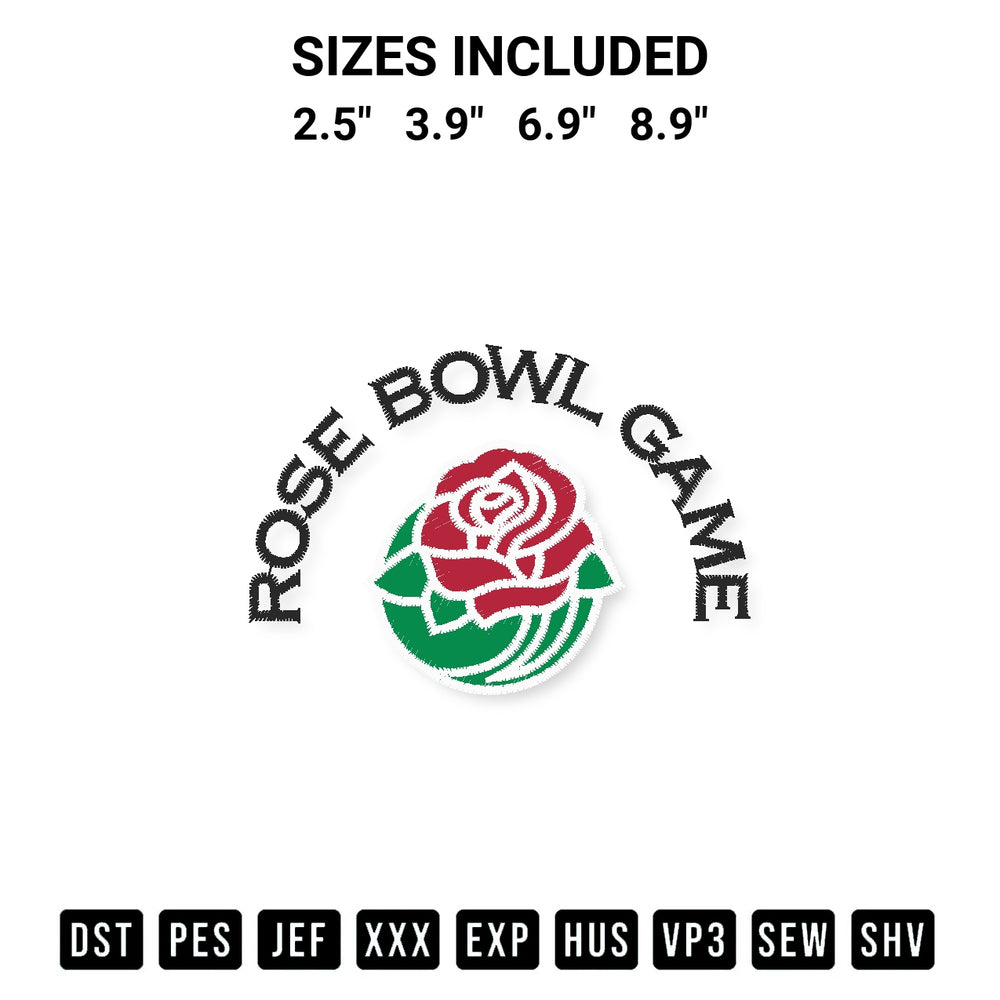 Stitch like a pro with the Rose Bowl Game Embroidery Design embroidery pattern from Designspacks.com. High-quality digital machine embroidery file. Available sizes: 2.5", 3.9", 6.9", 8.9".