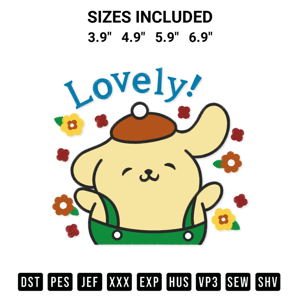 Download the Pompompurin Lovely Embroidery Design machine embroidery design exclusively at Designspacks.com. Premium digitized pattern for apparel and DIY crafts. Available sizes: 3.9", 4.9", 5.9", 6.9".