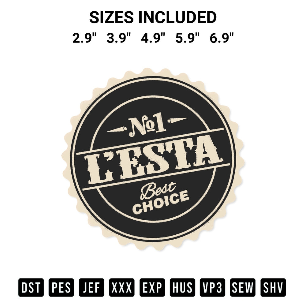 Discover the perfect addition to your crafting collection: Lesta Embroidery Design embroidery file. Instantly available at Designspacks.com. Available sizes: 2.9", 3.9", 4.9", 5.9", 6.9".