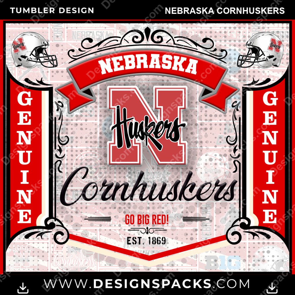 College Sport Bud Nebraska Cornhuskers Tumbler Digital Wrap Design