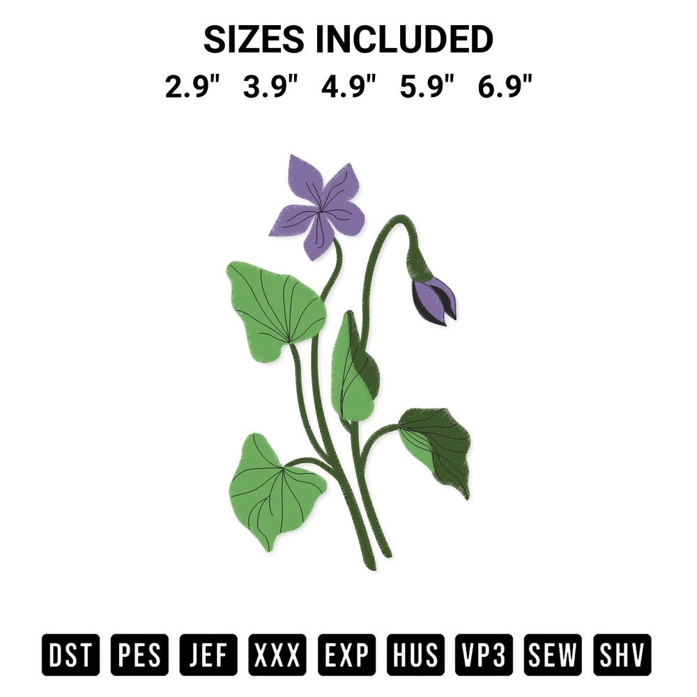 Elevate your next project with our Violet Flower Embroidery Design embroidery file. Shop high-quality digital patterns instantly at Designspacks.com. Available sizes: 2.9", 3.9", 4.9", 5.9", 6.9".