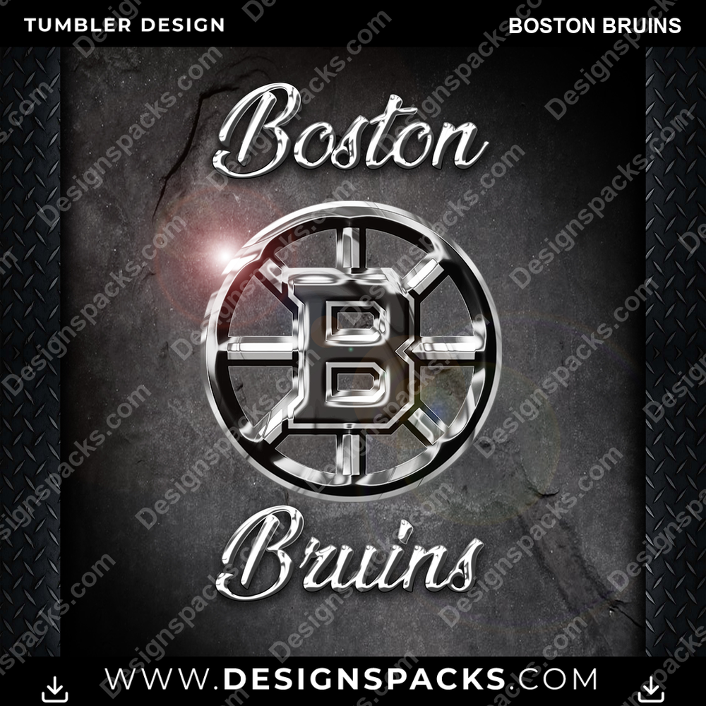 Ice Hockey Chrome Boston Bruins NHL Hockey Tumbler Digital Wrap Design Download