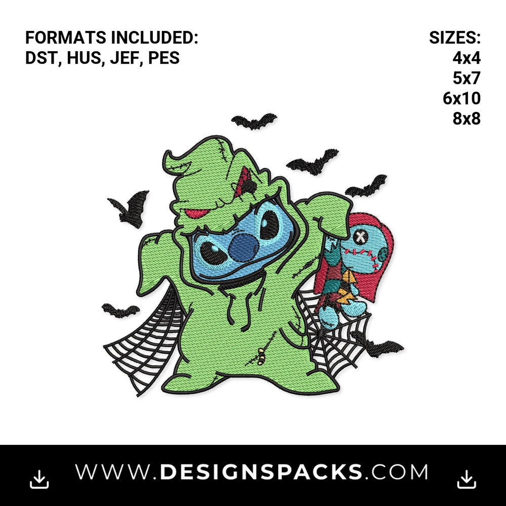 Halloween Stitch Oogie Boogie Costume Embroidery Design - Instant digital download pattern at Designspacks.com