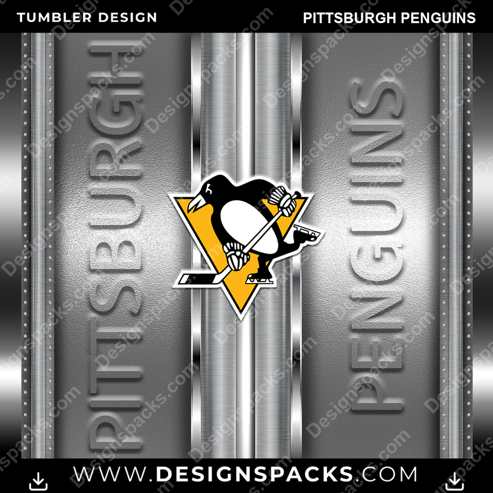 Ice Hockey Metallic Pittsburgh Penguins Tumbler Digital Wrap Design