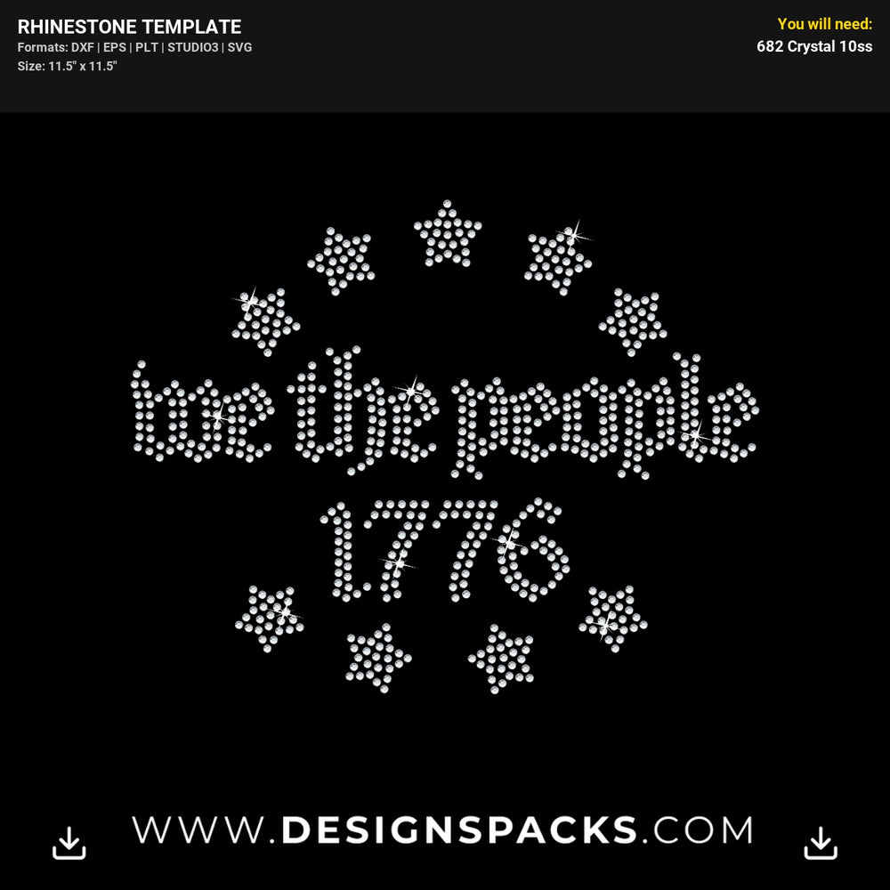 We The People 1776 Rhinestone Digital Template