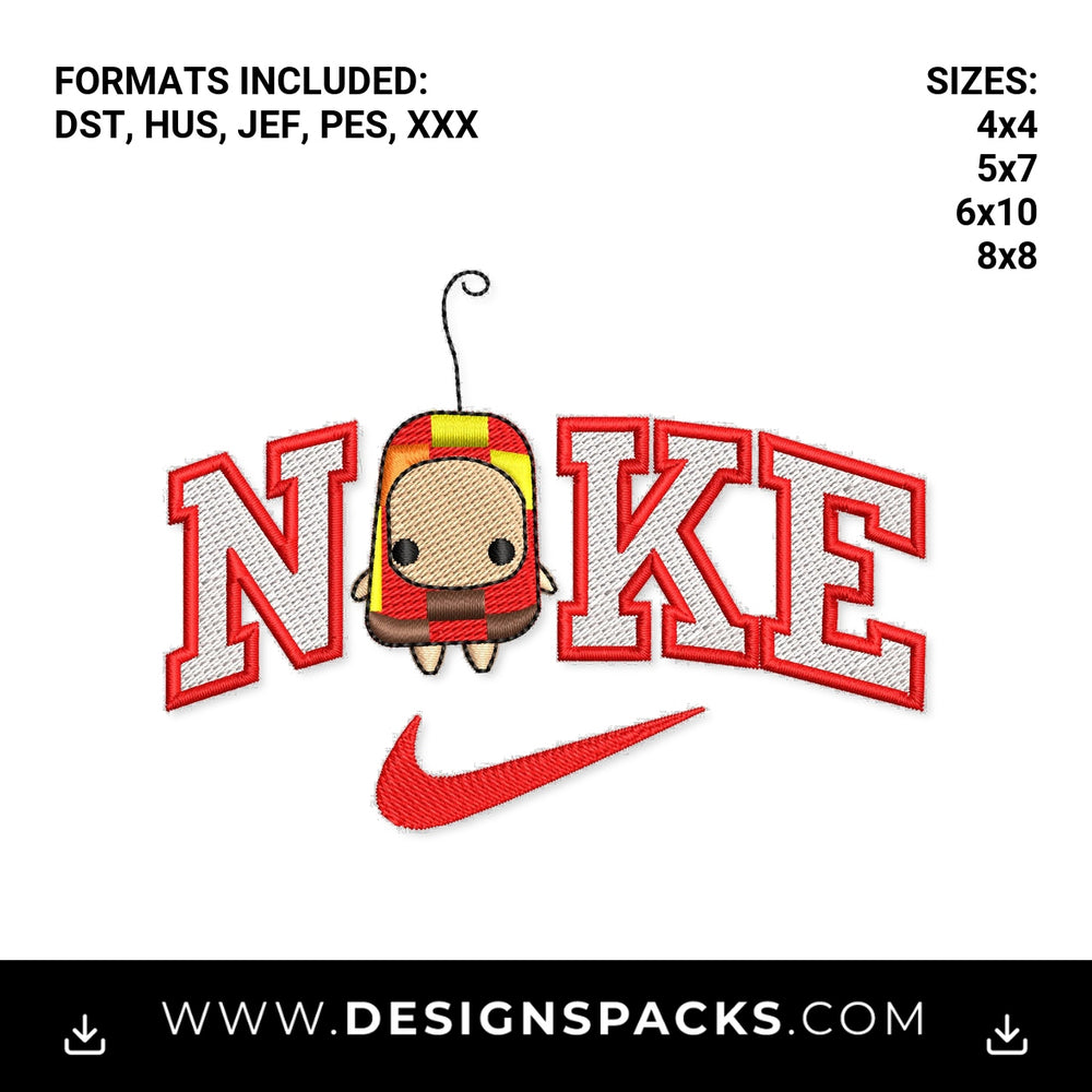 Cute Character Nike Red Swoosh Logo Embroidery Design - Instant digital download pattern at Designspacks.com