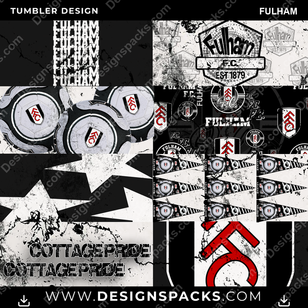 Soccer UK Distressed BG Fulham Tumbler Digital Wrap Design