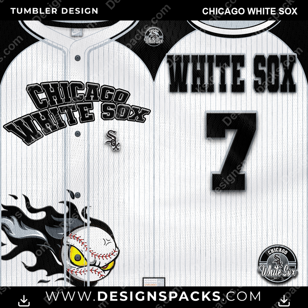 Baseball Team Button-Up Jersey Chicago White Sox Tumbler Digital Wrap Design