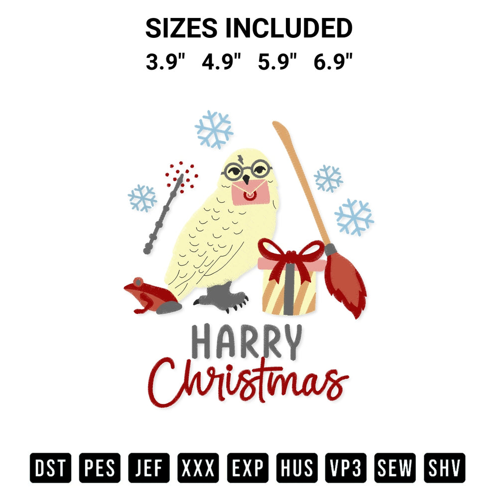 Transform your fabrics with the The Owl Harry Christmas Embroidery Design embroidery design. Instant access to premium digitized patterns at Designspacks.com. Available sizes: 3.9", 4.9", 5.9", 6.9".