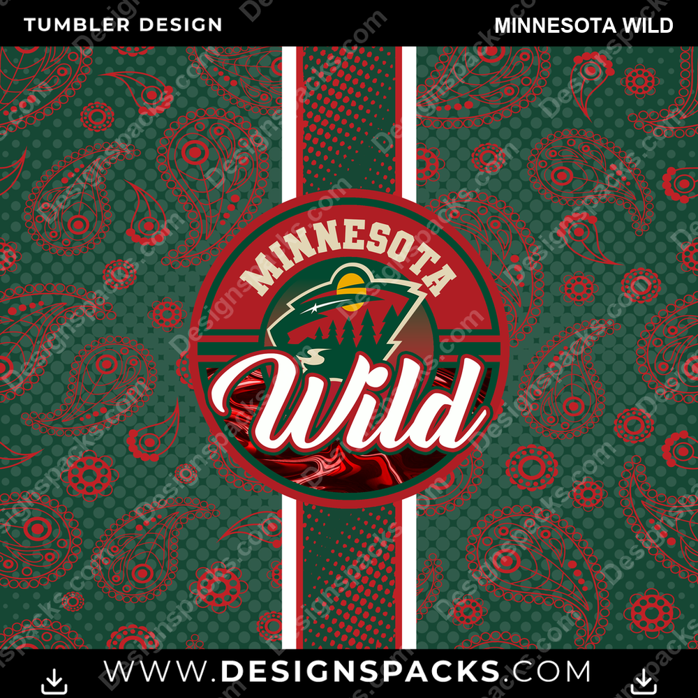 Hockey Handkerchief Minnesota Wild Tumbler Digital Wrap Design