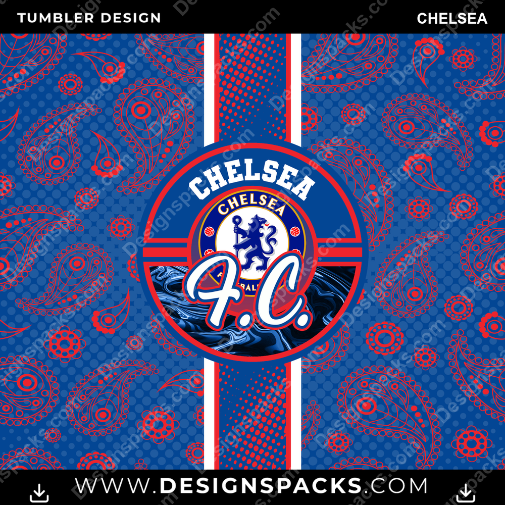 Soccer UK Handkerchief Chelsea Tumbler Digital Wrap Design