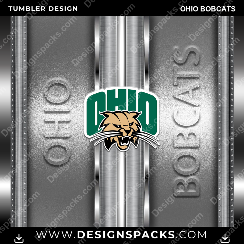 College Sport Metallic Ohio Bobcats Tumbler Digital Wrap Design