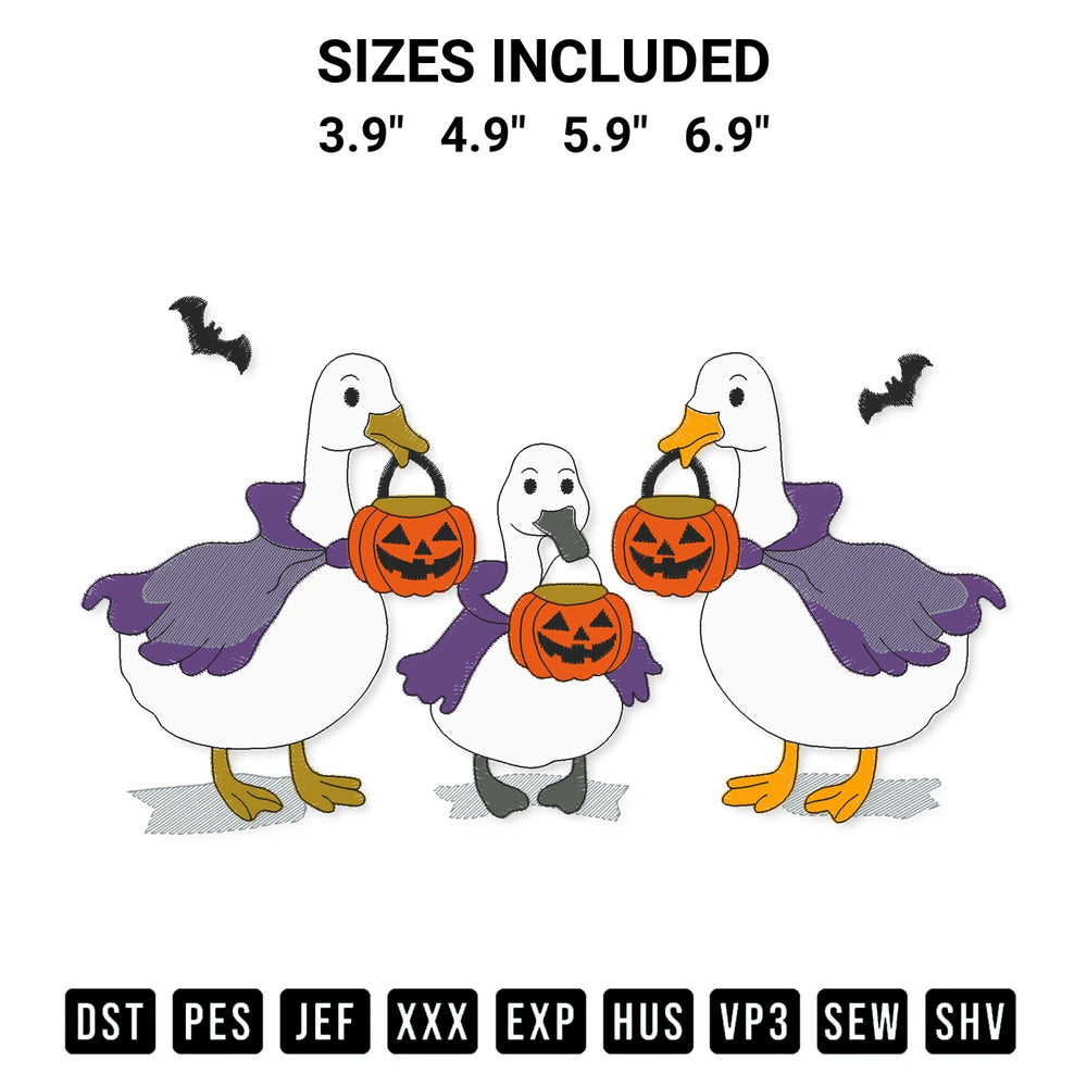 Discover the perfect addition to your crafting collection: Witch Goose Halloween Embroidery Design embroidery file. Instantly available at Designspacks.com. Available sizes: 3.9", 4.9", 5.9", 6.9".