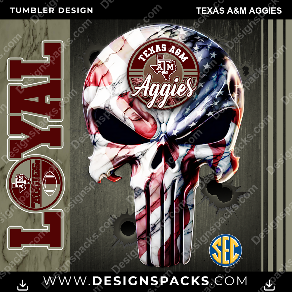 College Sport Loyal Texas A&M Aggies Tumbler Digital Wrap Design