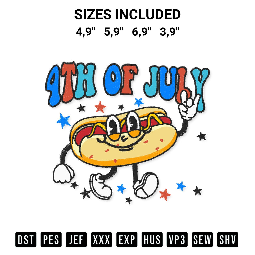 Create amazing crafts with the 4Th Of July Logo Embroidery Design embroidery file. High-quality digital download from Designspacks.com, perfect for beginners and pros. Available sizes: 4,9", 5,9", 6,9", 3,9".
