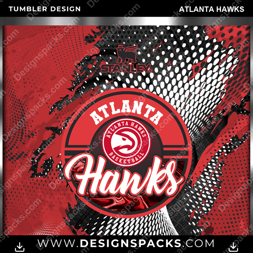 Basketball Stanley Atlanta Hawks Tumbler Digital Wrap Design