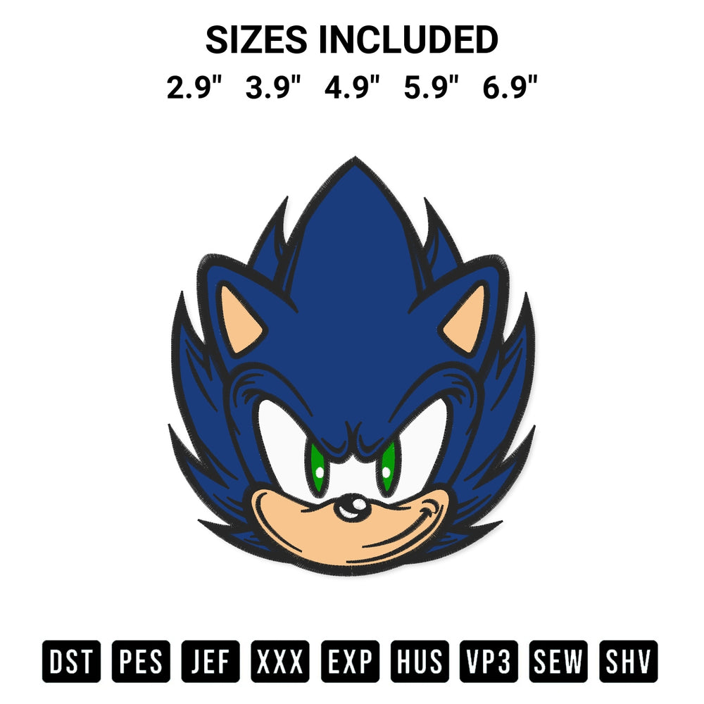 Create amazing crafts with the Angry Sonic Face Embroidery Design embroidery file. High-quality digital download from Designspacks.com, perfect for beginners and pros. Available sizes: 2.9", 3.9", 4.9", 5.9", 6.9".