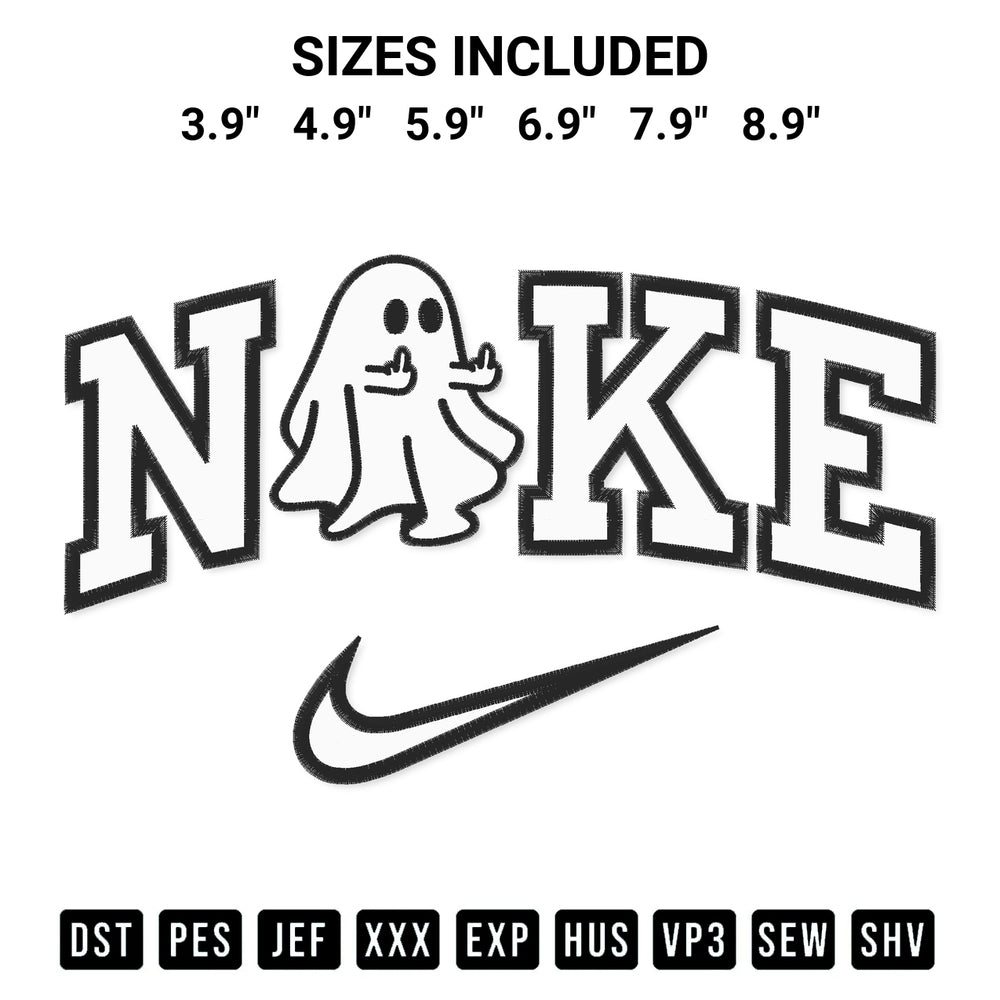 Add a unique touch to your apparel with the Ghost Middle Finger X Nike Embroidery Design embroidery file. Premium instant download available now on Designspacks.com. Available sizes: 3.9", 4.9", 5.9", 6.9", 7.9", 8.9".
