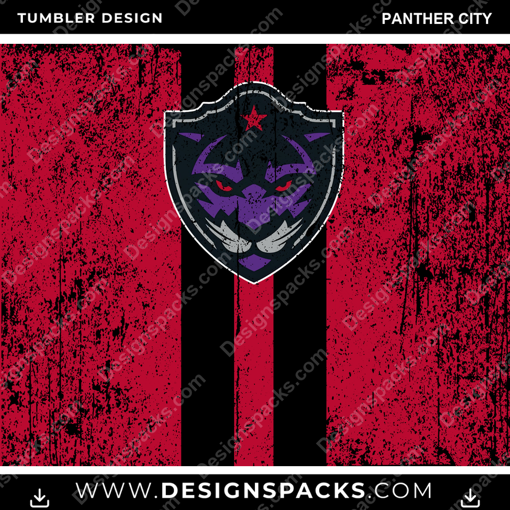 Lacrosse Grunge Style Panther City Tumbler Digital Wrap Design