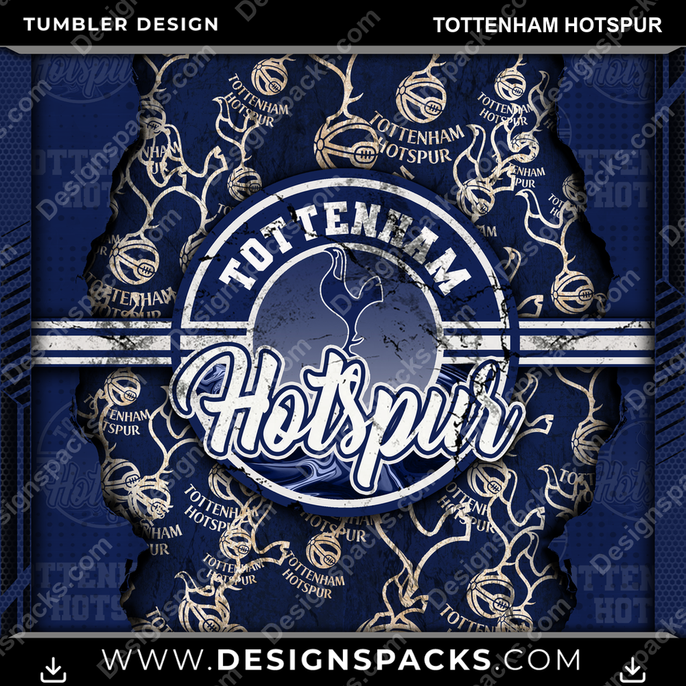 Soccer UK Ripped Tottenham Hotspur Tumbler Digital Wrap Design