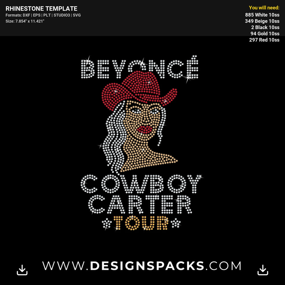 Beyonce Cowboy Carter Tour Rhinestone Digital Template