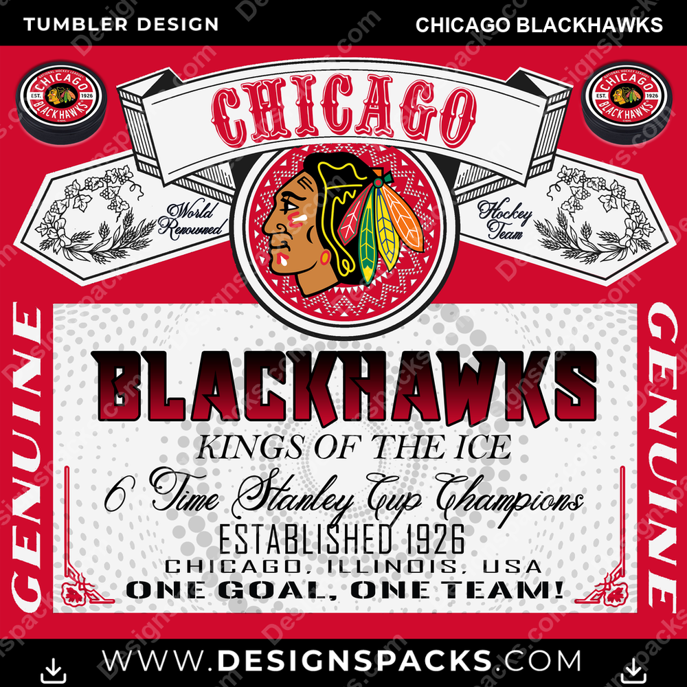 Hockey Budweiser Chicago Blackhawks Tumbler Digital Wrap Design