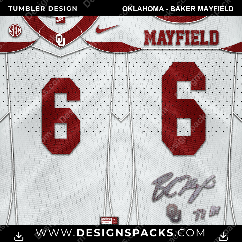 College Sport Jersey OKLAHOMA - Baker Mayfield Tumbler Digital Wrap Design