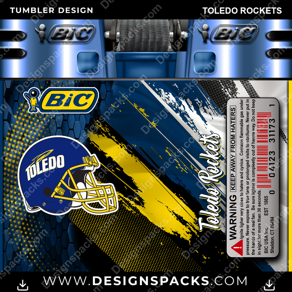 College Sport BIC Lighter Toledo Rockets Tumbler Digital Wrap Design