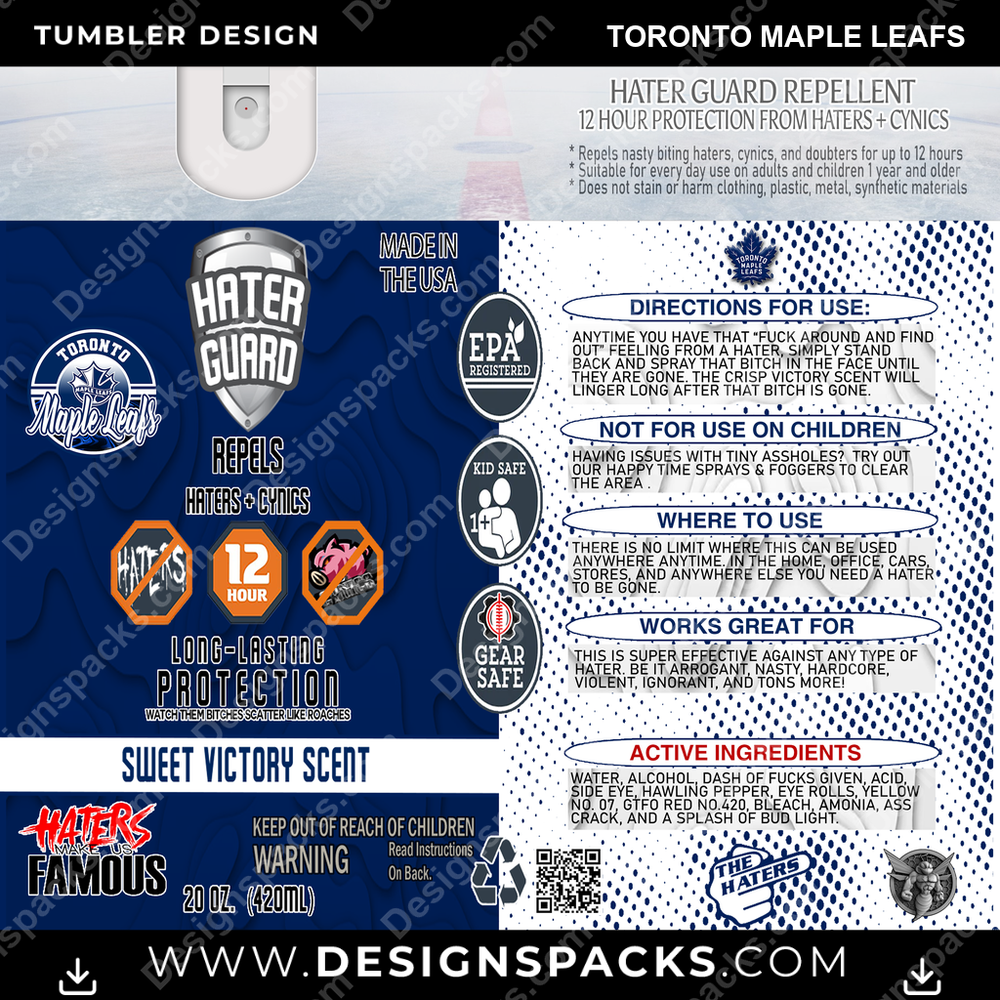 Ice Hockey Hater Guard Toronto Maple Leafs Tumbler Digital Wrap Design
