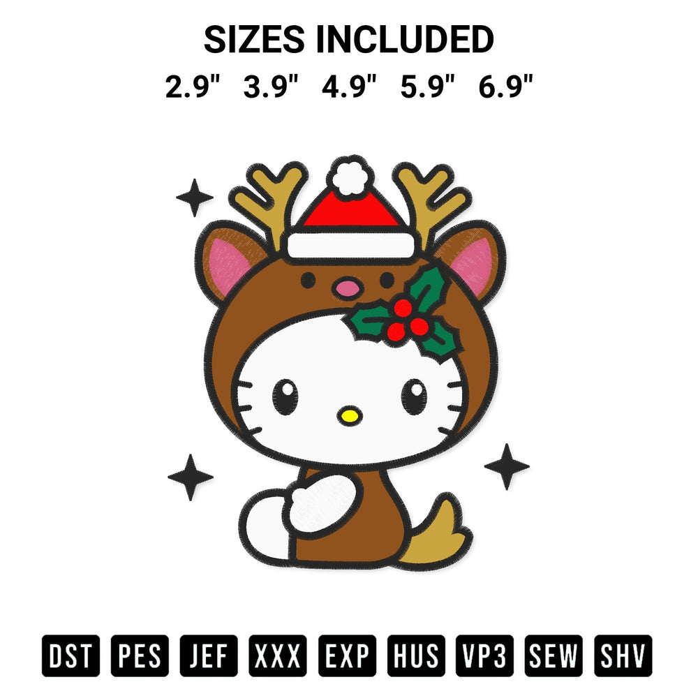 Create amazing crafts with the Cute Kitty Christmas Reindeer Embroidery Design embroidery file. High-quality digital download from Designspacks.com, perfect for beginners and pros. Available sizes: 2.9", 3.9", 4.9", 5.9", 6.9".