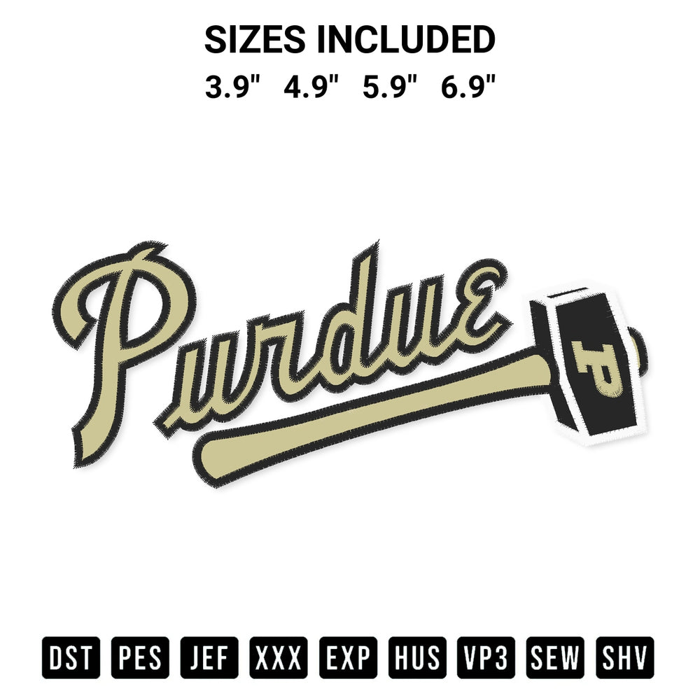 Transform your fabrics with the Purdue Boilermakers Embroidery Design embroidery design. Instant access to premium digitized patterns at Designspacks.com. Available sizes: 3.9", 4.9", 5.9", 6.9".