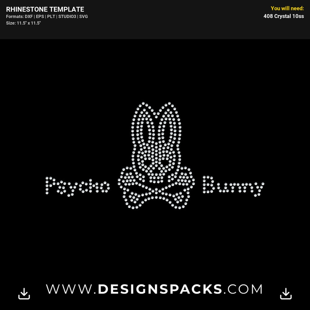 Psycho Bunny Brand Logo Rhinestone Digital Template