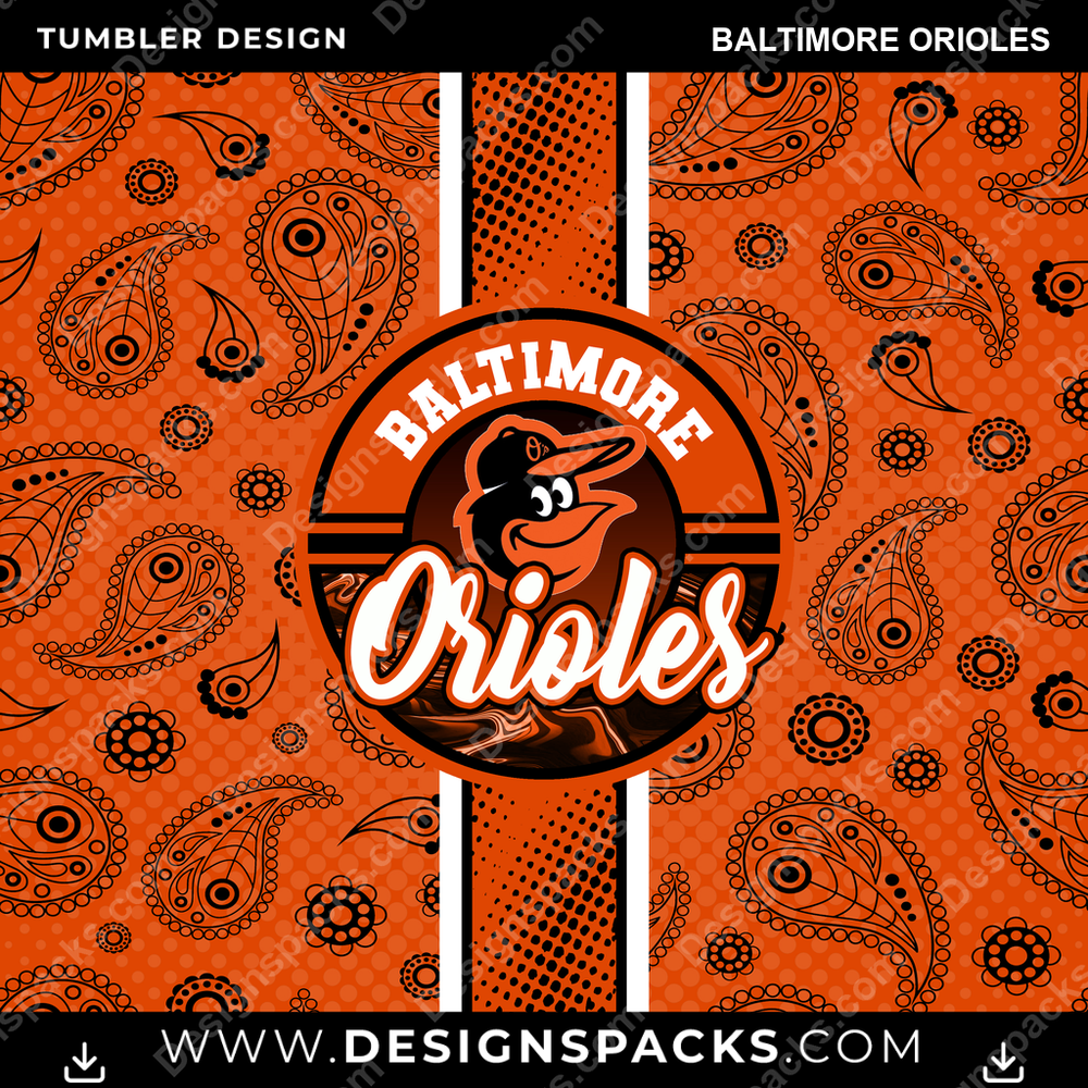 Baseball Handkerchief Baltimore Orioles Tumbler Digital Wrap Design